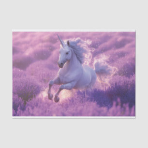 Majestic White Unicorn Galloping Through Lavender  Tissue Paper