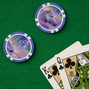 Majestic White Unicorn Rainbow Glitter Sparkles  Poker Chips