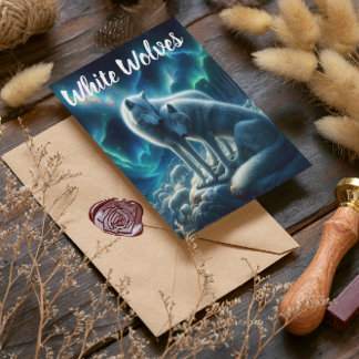 Majestic White Wolves Resting Postcard