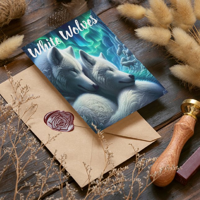 Majestic White Wolves Resting Postcard (Creator Uploaded)