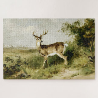 Majestic Whitetail Deer Oil Painting Landscape Jigsaw Puzzle
