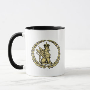 Majestic Winged Lion Heraldic Crest Gold Emblem Mug