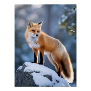 Majestic Winter Fox Photography Poster