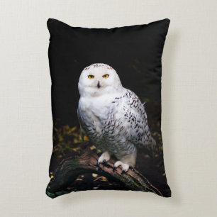 Majestic winter snowy owl accent pillow