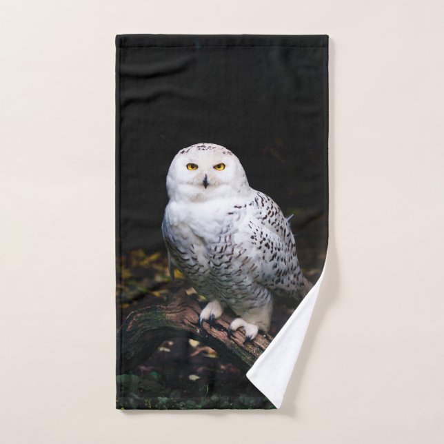 Majestic winter snowy owl bath towel set (Hand Towel)