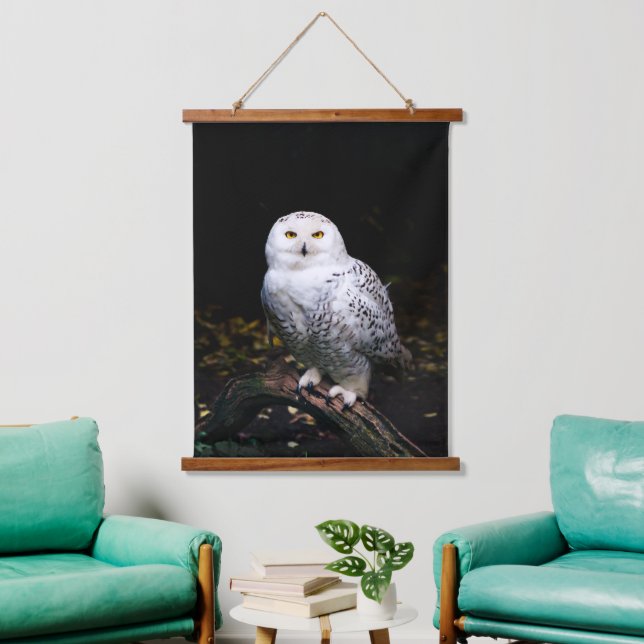 Majestic winter snowy owl hanging tapestry (Living Room)