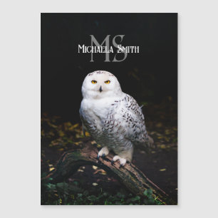 Majestic winter snowy owl monogram custom name