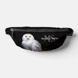Majestic winter snowy owl monogram custom name fanny pack