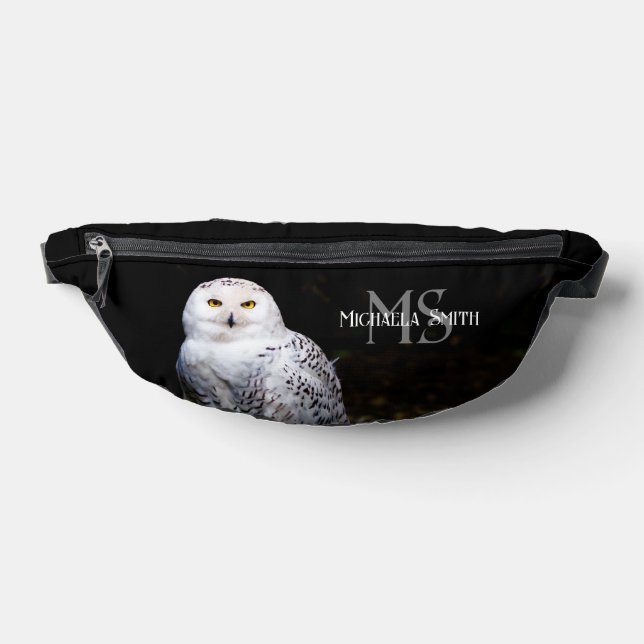 Majestic winter snowy owl monogram custom name fanny pack (Lay Down)