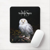 Majestic winter snowy owl monogram custom name