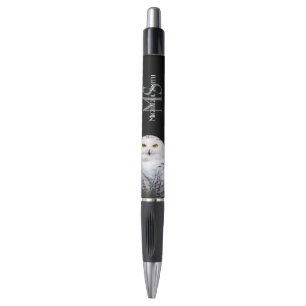 Majestic winter snowy owl monogram custom name pen