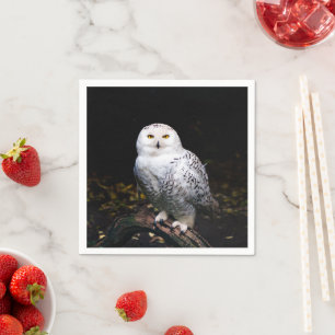 Majestic winter snowy owl napkin