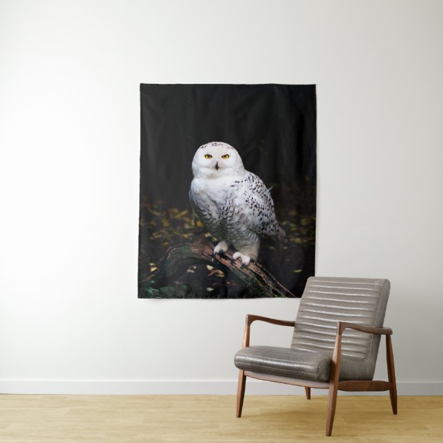 Majestic winter snowy owl tapestry (In Situ)
