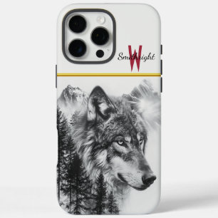 Majestic wolf among foggy mountains and tall pines iPhone 16 pro max case
