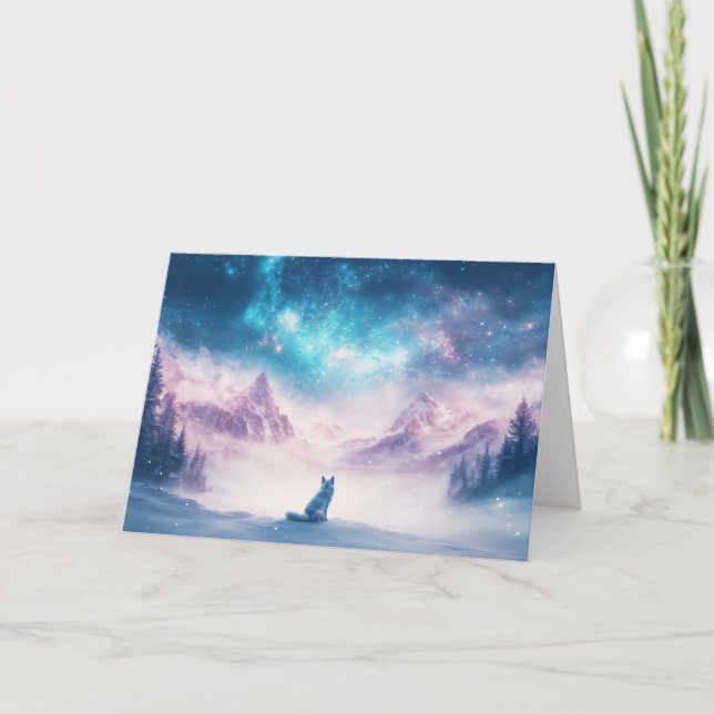 Majestic Wolf and Snowy Mountains Card (Front)