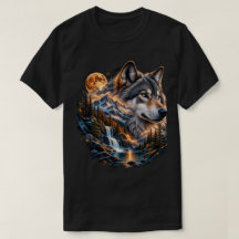 Majestic Wolf Full Moon Wilderness Graphic T-Shirt