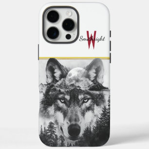 Majestic wolf gazing under a luminous full moon iPhone 16 pro max case