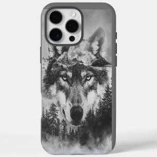 Majestic wolf gazing under a luminous full moon iPhone 16 pro max case