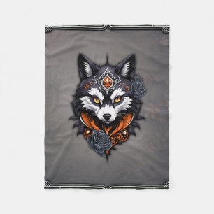Majestic wolf head, finished in a deep, fleece blanket