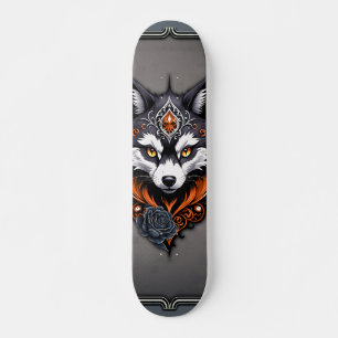 Majestic wolf head, finished in a deep, skateboard