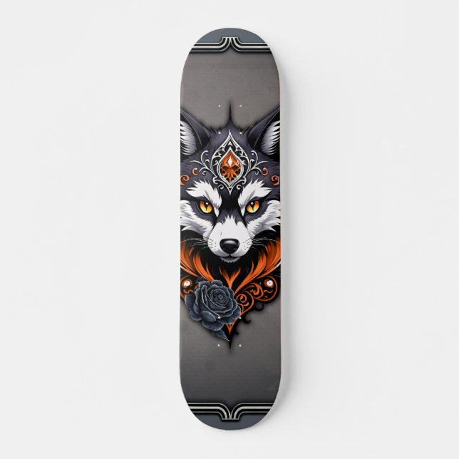 Majestic wolf head, finished in a deep, skateboard (Front)