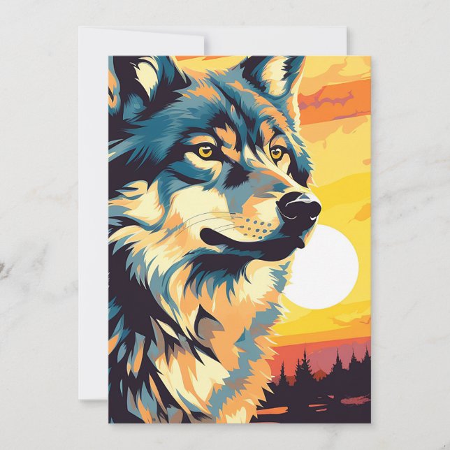 Majestic Wolf Impressionist Journey Holiday Card (Front)