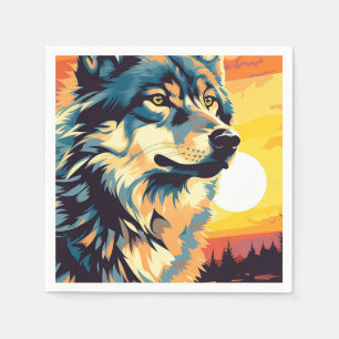 Majestic Wolf Impressionist Journey Napkin