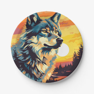 Majestic Wolf Impressionist Journey Paper Plate