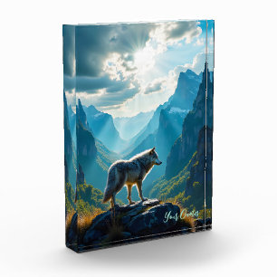 Majestic Wolf Mountain Art Photo Block