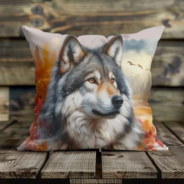 Majestic Wolf Nature’s Beauty Unleashed Throw Pillow (Creator Uploaded)