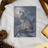 Majestic Wolf Overseeing Mountain in Moonlight