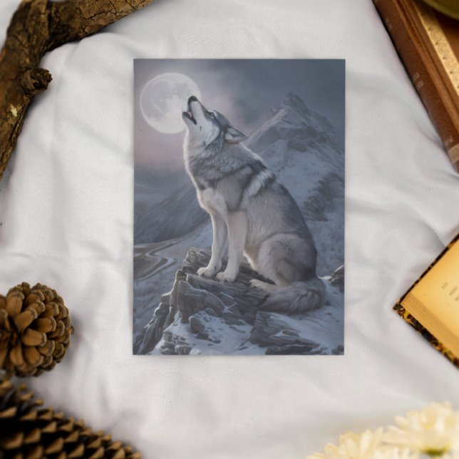 Majestic Wolf Overseeing Mountain in Moonlight  Postcard (Creator Uploaded)