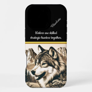 Majestic wolf perched in serene mountain landscape iPhone 16 pro max case