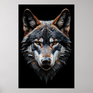 Majestic Wolf Portrait – Hyperreal Animal Art Poster