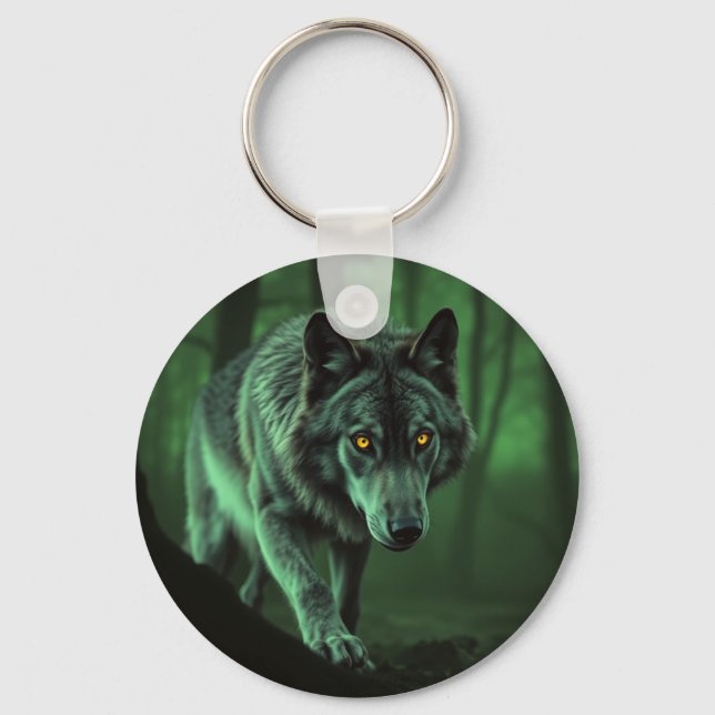 "Majestic Wolf: The Alpha of the Forest" Keychain (Front)