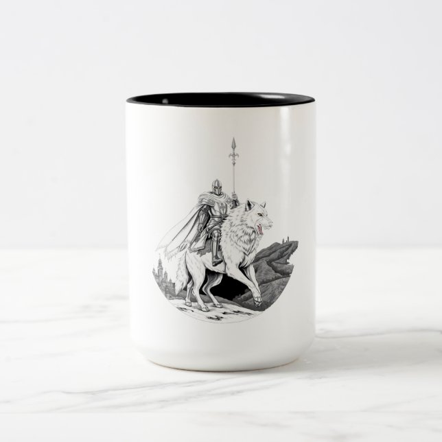 majestic wolf Two-Tone coffee mug (Center)