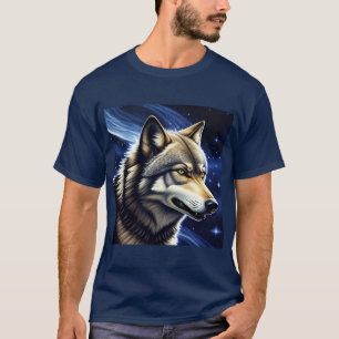 Majestic Wolf Under Starry Sky T-Shirt