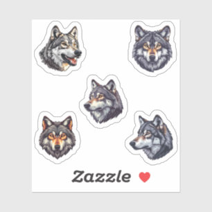 majestic wolf vibrant sticker pack