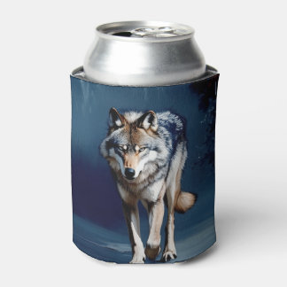 Majestic Wolf Wildlife Art Can Cooler