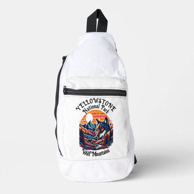 Majestic Wolf With Mountaintop Sling Bag (Front)