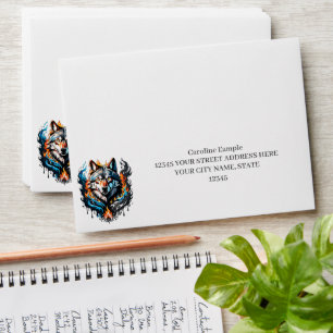 Majestic wolf's head envelope