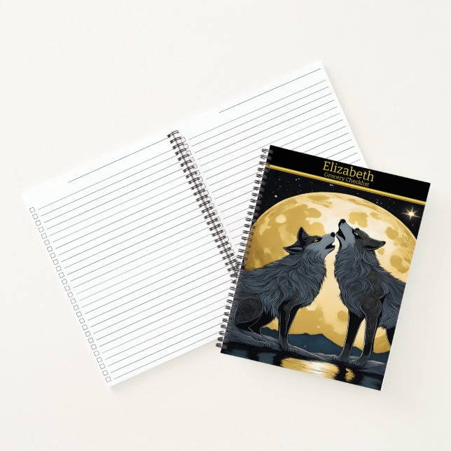 Majestic wolves serenade the glowing moonlight notebook (Inside)