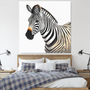 Majestic Zebra Portrait Realistic Wildlife Art Canvas Print