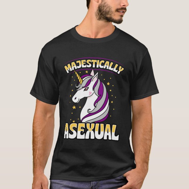 Majestically Asexual Unicorn Purple Yellow Ace Pri T-Shirt (Front)