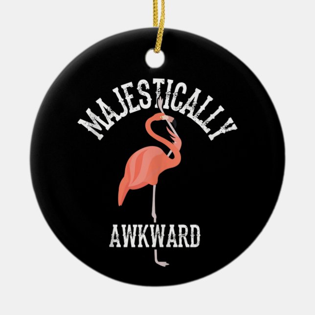 Majestically Awkward Wading Bird Lover Art Flaming Ceramic Ornament (Front)