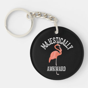 Majestically Awkward Wading Bird Lover Art Flaming Keychain