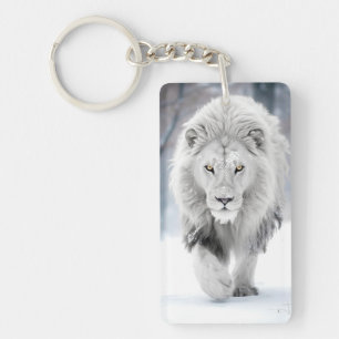 Majestueux Lion Blanc dans un Décor de Paysage Hiv