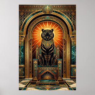Majestueux style Art Déco Tigre feuille d'or