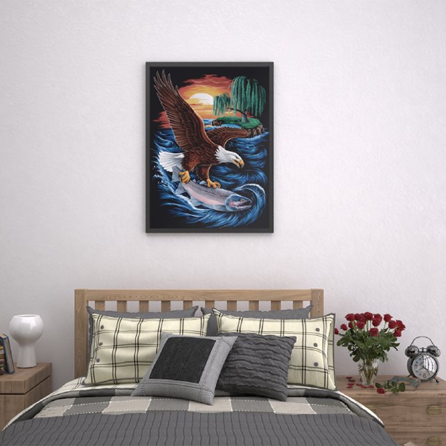 Majesty in Flight: Eagle Soaring Over Fish Poster (Creator Uploaded)