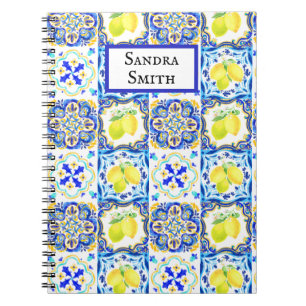 Majolica Azulejo Mediterranean Lemon Tiles Notebook